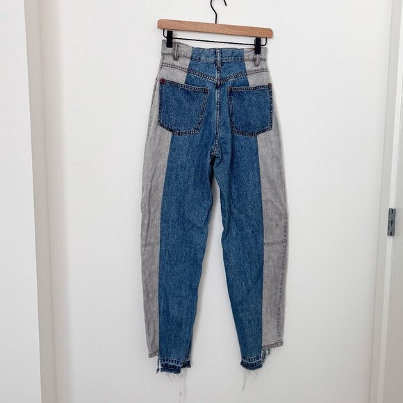 BDG Gray and Blue Two Toned High Rise Barrel Leg Jeans - Picture 4 of 4